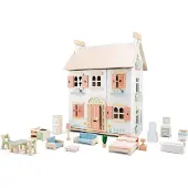 Woet Maison de poupées avec meubles, bois