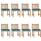 vidaXL Chaises de jardin 8 pcs. avec coussins teck massif