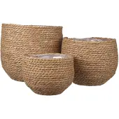 Mica Decorations Jorck Plant Basket - Lot de 3 - H24 x Ø26 cm - Seagrass - Light brown