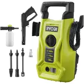 Ryobi Nettoyeur haute pression - 1400 W - 110 bars - Réservoir de 390 L - Tuyau PVC de 5 m - Lances Vario et Turbo - Buse à détergent - RY110PWA