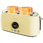 Cecotec Grille-pain électrique ClassicToast 15000, jaune, modèle double. 1500 W, capacité pour 4 tranches de pain
