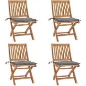 vidaXL Chaises de jardin pliantes avec coussins 4 pcs. Bois massif teck