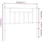 vidaXL Tête de lit de rechange en métal blanc 100 cm