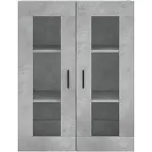 vidaXL Highboard gris béton 69,5x34x180 cm Bois composite
