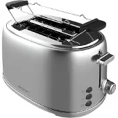 Cecotec Toast&Taste 1000, grille-pain rétro, double emplacement, en acier inoxydable