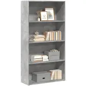vidaXL Bibliothèque gris béton 80x30x152 cm bois d'ingénierie