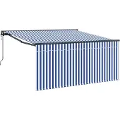 vidaXL Store rétractable bleu et blanc 300 x 250 cm
