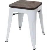 Mendler Tabouret HWC-A73, avec siège en bois, métal, style industriel blanc