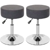 Mendler 2x Tabouret HWC-C22, hauteur réglable, Ø 35 cm, tissu gris