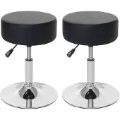 Mendler 2x Tabouret HWC-C22, hauteur réglable, Ø 35 cm similicuir noir
