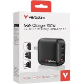 Verbatim GaN Charger 100W Universel Noir Secteur Charge rapide Intérieure