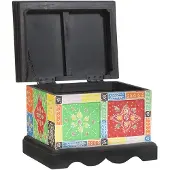 vidaXL Boîte de rangement Multicolore 40 x 30 x 30 cm Bois massif de manguier