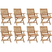 vidaXL Chaises de jardin pliantes 8 pcs. Bois massif teck
