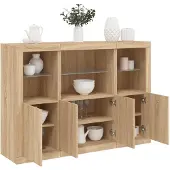 vidaXL Sideboards avec lampes LED 3 pcs. chêne Sonoma bois composite