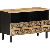 vidaXL Armoire TV noire 70x33,5x46 cm Bois de manguier rugueux