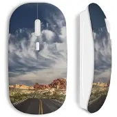 MANIACASE Souris sans Fil - - US road - Clé USB wifi incluse - Compatible Mac et PC - Blanc