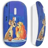 MANIACASE Souris sans fil - La Belle et le Clochard - Bleu - Compatible Mac et PC - Clé USB WiFi incluse