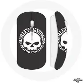 MANIACASE Souris Sans Fil - Harley Davidson - Tête de mort - Noir - USB wifi - Compatible Mac et PC