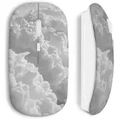 MANIACASE Souris Sans Fil - - Cloud Nuages - Gris - USB Wi-Fi Inclus - Compatible Mac et PC