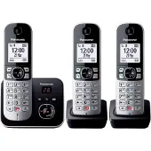 Panasonic Téléphone fixe sans fil Trio KX-TG6863 Noir et argent