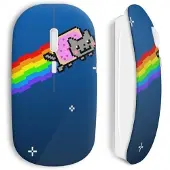 MANIACASE Souris Sans Fil - - Crazy Cat Web - Couleur Bleu - Clé USB Wifi - Compatible Mac et PC