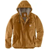 Carhartt Relaxed Fit Washed Duck Sherpa-Lined Utility Jacket Brown - M