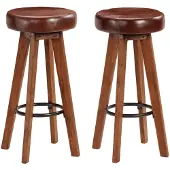 vidaXL Chaises de bar lot de 2 cuir véritable et bois d'acacia solide