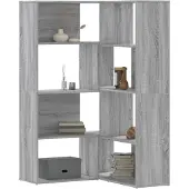 vidaXL Bibliothèque d'angle à 4 niveaux sonoma gris bois d'ingénierie