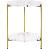 Beliani Table d'appoint REVA Effet marbre Blanc