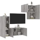 vidaXL meuble-paroi 4 pièces gris Sonoma Matériau dérivé du bois