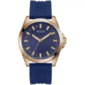 GUESS Montre à affichage analogique bleu marine / or