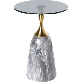 Beliani Table D'appoint Carter Verre De Sécurité Marbre Gris