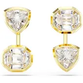 Swarovski Boucles D'oreilles Transformables Imber, Design Asymétrique, Tailles Variées, Blanches, Placage De Ton Or