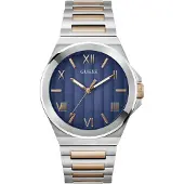 GUESS Montre à affichage analogique 'VINYL' bleu marine / bronze / argent