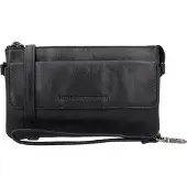 Hide & Stitches Femmes, Sac à main, Porto Umhängetasche - Schwarz - 100% Leder, Noir