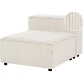 Beliani Module Fauteuil Ardal Velours Côtelé Blanc Cassé