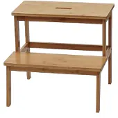 Mendler Tabouret Marche-Pied Hwc-B87, Banquette, Marchepied, Tabouret En Bois, Bambou 43x47x38cm