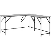 vidaXL Bureau gris Sonoma 149x149x75 cm Bois composite