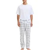 Jack & Jones Pyjama long 'JACLuca' bleu marine / gris / noir / blanc