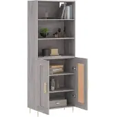 vidaXL Highboard Gris Sonoma 69,5x34x180 cm Matériau dérivé du bois