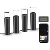 Ksix Set 4 balises SmartLED Outdoor, incl. WiFi + APP, 12W, 200 lumens, RGBWIC, IP65, extensible, piquets inclus