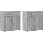 vidaXL Sideboards 2 pcs. Gris Sonoma 79x38x80 cm Bois composite