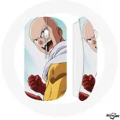 MANIACASE Souris Sans Fil - - Saitama One Punch Man - Compatible Mac et PC - Clé USB incluse - Blanc