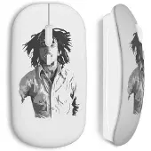 MANIACASE Souris Sans Fil - - Marley Bob - Blanc - Clé USB WiFi - Compatible Mac et PC