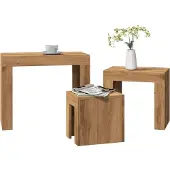 vidaXL Tables d'ensemble 3 pcs. Chêne Artisan Matériaux dérivés du bois