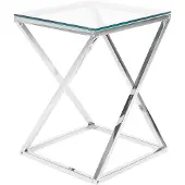 Beliani Table d'appoint argentée transparente 40 x 40 cm plateau en verre pieds en métal poli en acier inoxydable style moderne carré