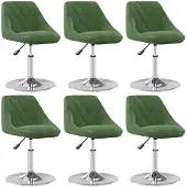 vidaXL Chaise de salle à manger 6 pcs. Pivotant Vert foncé Velours