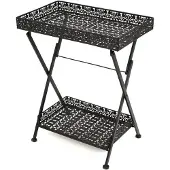 vidaXL Table de jardin noire 180x80x70 cm acier et verre