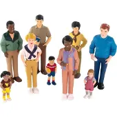 Miniland Ensemble de 9 personnages familiaux - diversité et intégration ethnique, avec rôle didactique