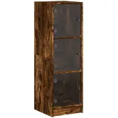 vidaXL Highboard avec portes vitrées chêne fumé 35x37x109 cm